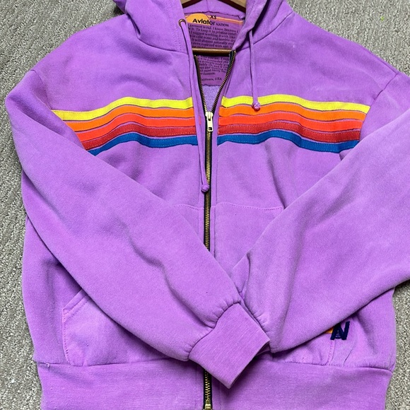 Aviator Nation Tops Aviator Nation Neon Stripe Hoodie Relaxed Fit Top Jacket Xs Poshmark
